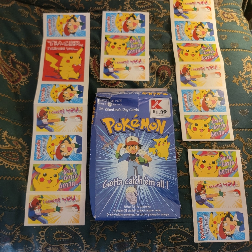 Vintage- 1990's Pokemon Valentine's Cards - Opened, 27/34 cards